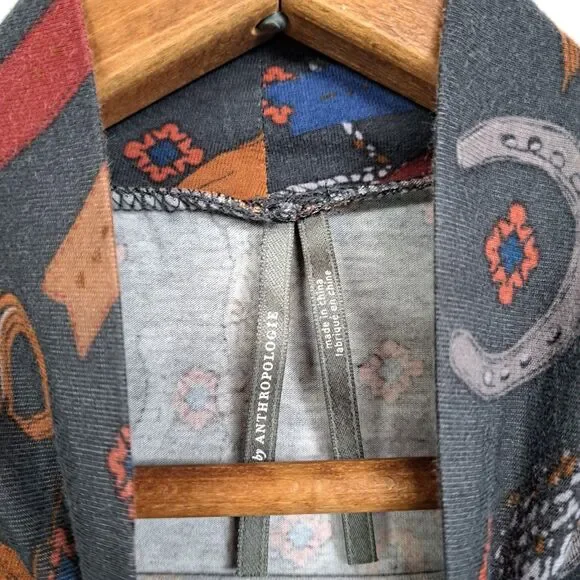 Anthropologie Rodeo XSP Long Sleeve Mock Neck Shirt Horse Equestrian Print Small - Picture 8 of 8